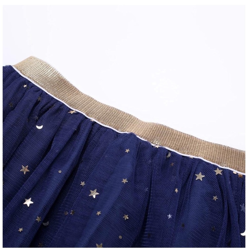 Only Size 4T Left!!! 🆕Navy w/Gold Stars Tulle Skirt - Picture 3 of 4